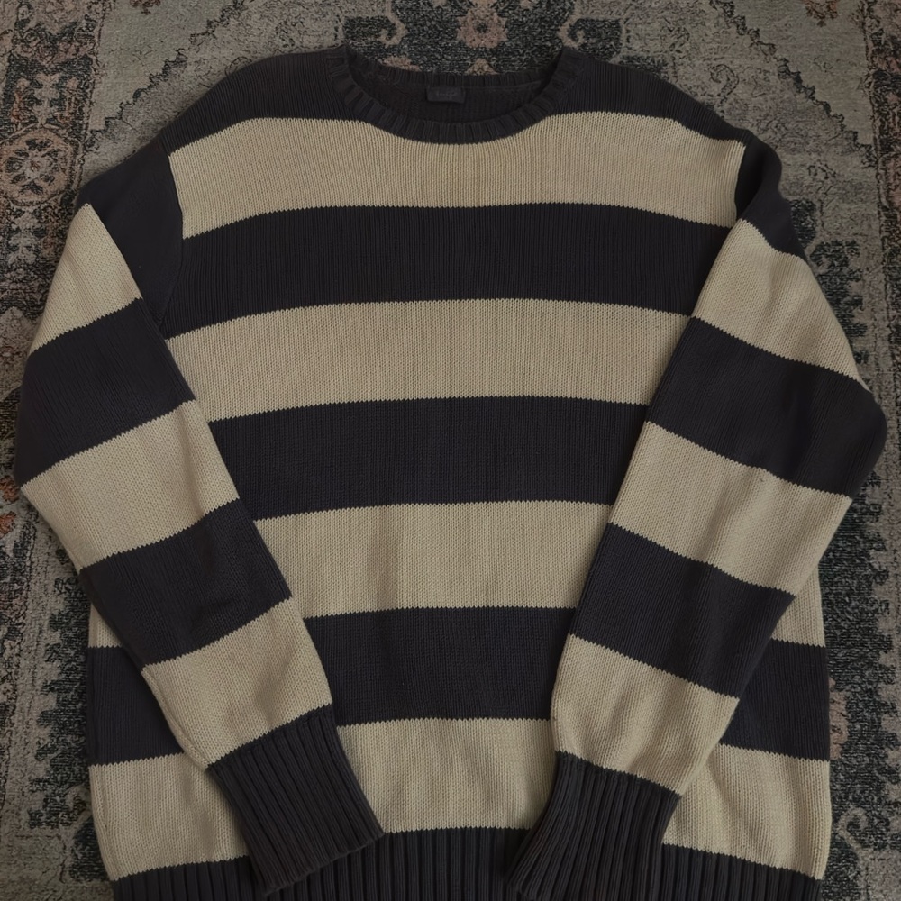 John Galt Brandy Melville cream and navy striped sweater #striped #knitwear